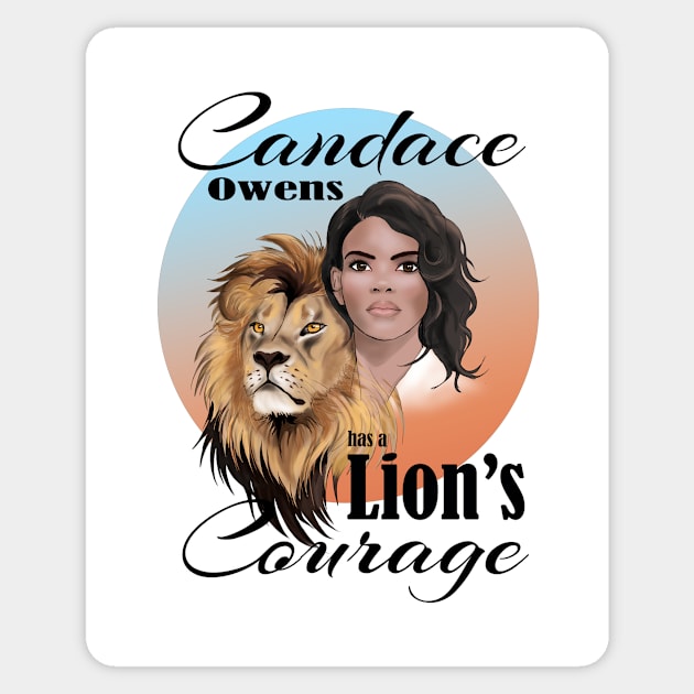 Candace Owens has a Lion's Courage, bluered sun Sticker by Animalistics